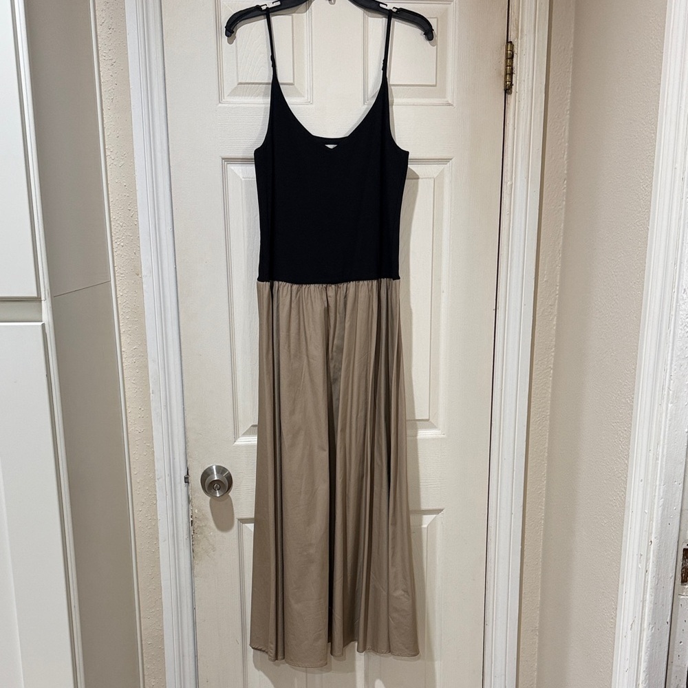 WAYF Black and Tan Spaghetti Strap Maxi Dress